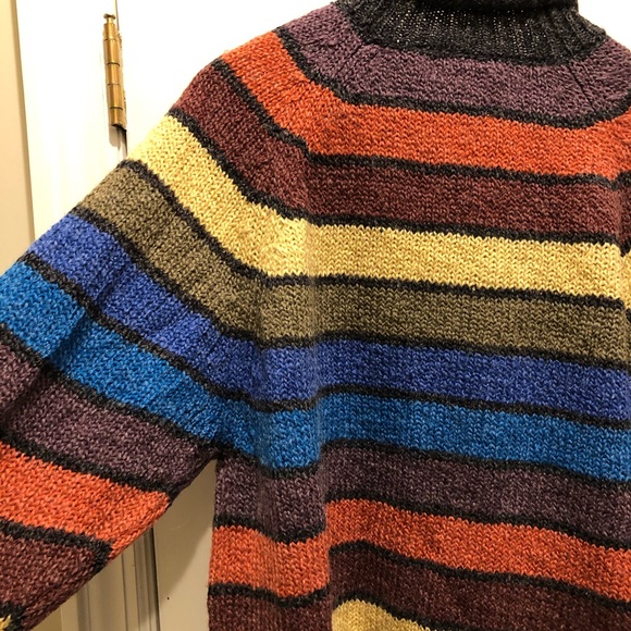 In Knit Striped Hand Knit Turtleneck Sweater - Picture 10 of 12